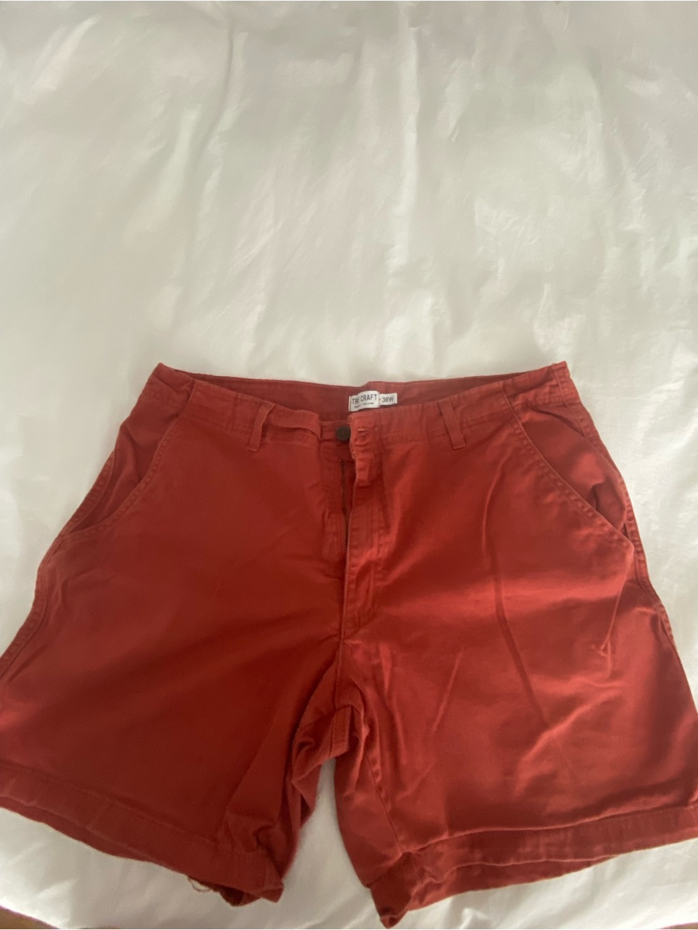 True Craft Men's Rust Color Flat Front Chino Shorts